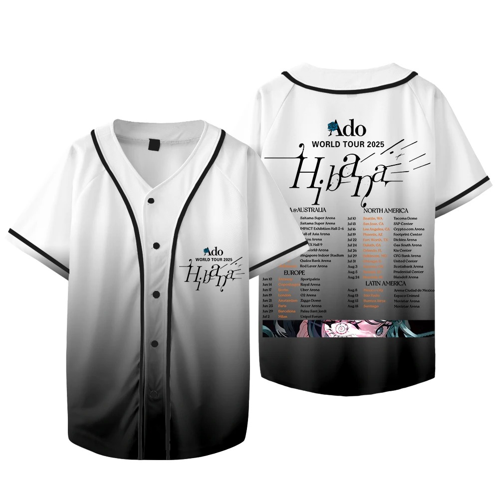 Mens Fashion Baseball Jersey - Ado Hibana World Tour Merch Jersey