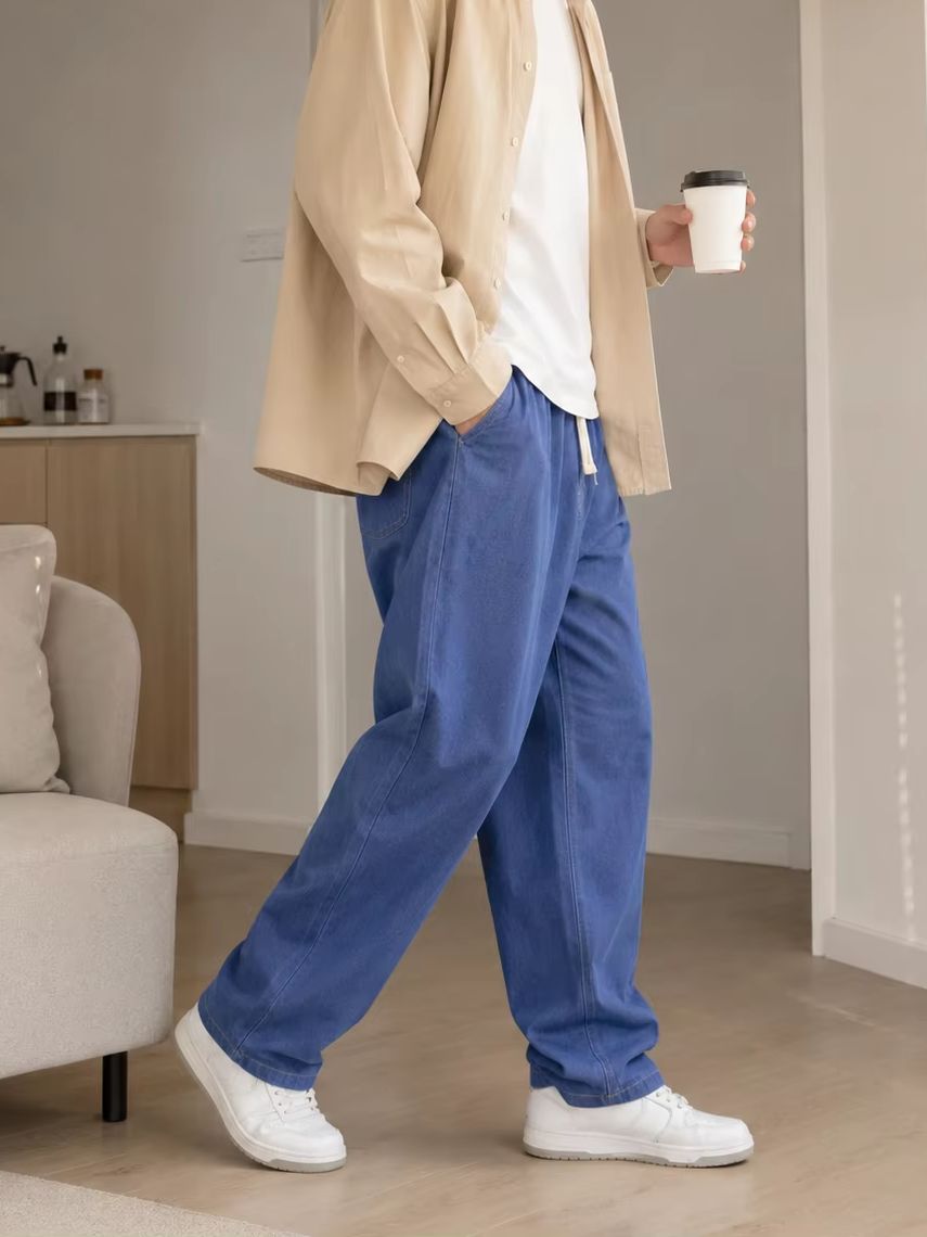 Men'S Fashion Grey Jeans - Men's Casual Baggy Jeans Loose Straight