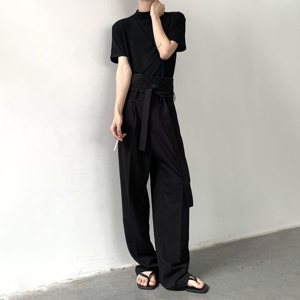 Mens Fashion Trend 2026 - XS-5XL Mens Ribbon Trimmed Niche Y2k
