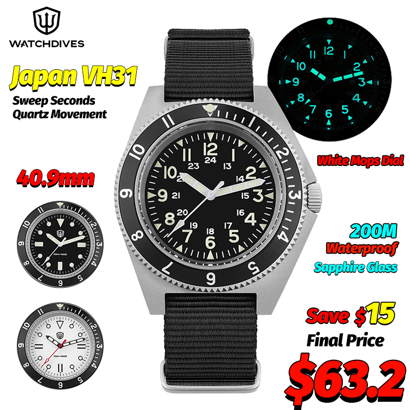 Men'S Fashion Box - Watchdives WD1972 Quartz Watch Sapphire Luminous
