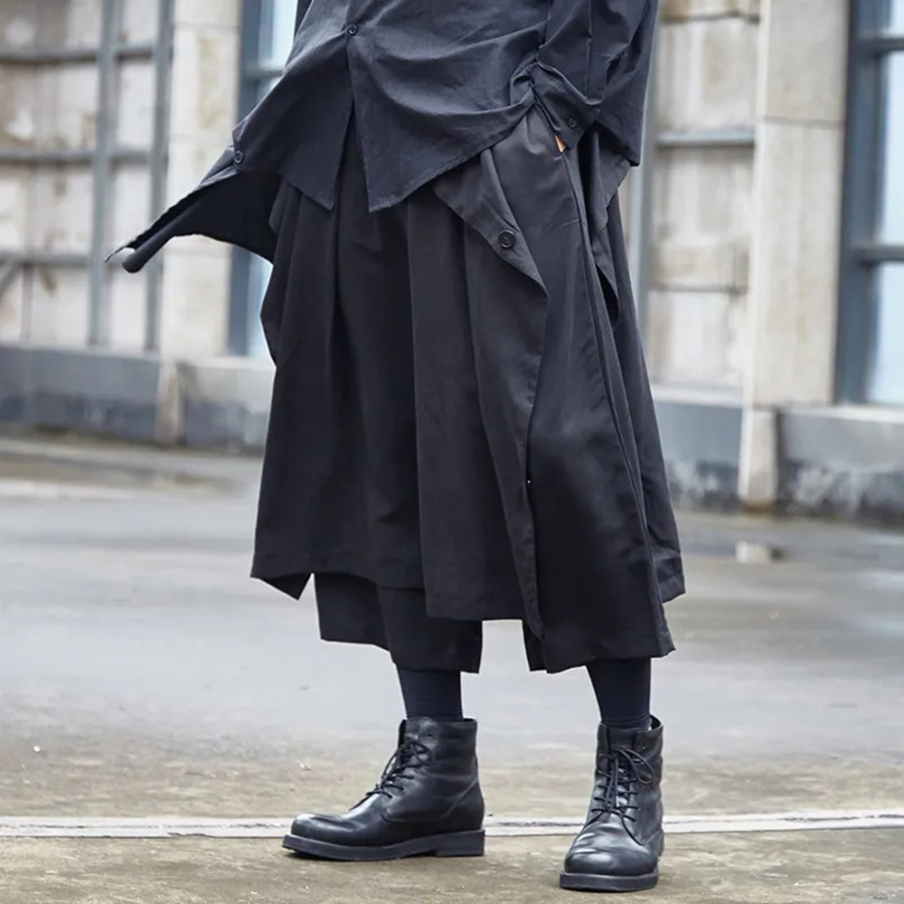 Mens Fashion Trend 2026 - Gothic Dark Pants Y2k Irregular Side