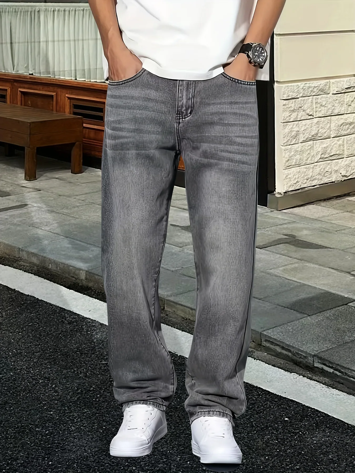 Men's fashion grey jeans casua - огляд і ціна Men'S Fashion Grey Jeans