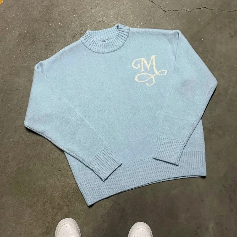 Y2K Harajuku Knit Sky Blue Swe - огляд і ціна Mens Fashion Jumpers