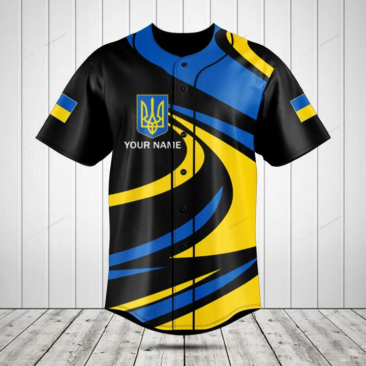 Custom Name Ukraine Shield Gra - огляд і ціна Mens Fashion Baseball Jersey