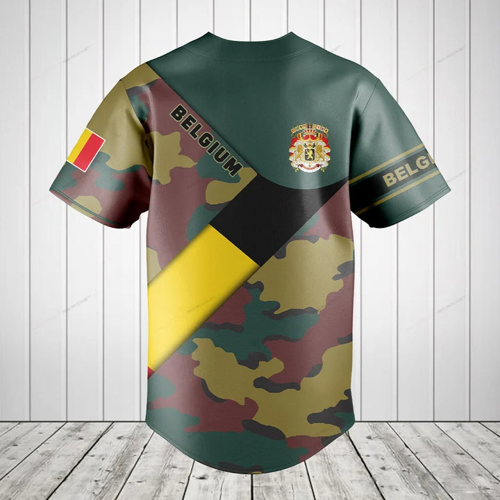 Custom Name Belgium Flag Camou - огляд і ціна Mens Fashion Baseball Jersey