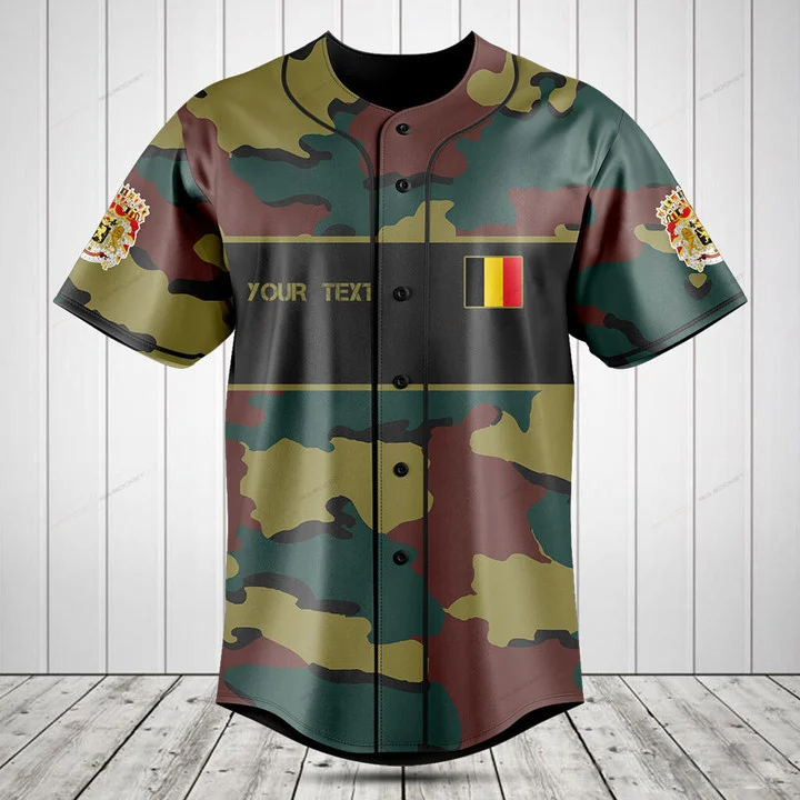 Custom Name Belgium Flag Camou - огляд і ціна Mens Fashion Baseball Jersey