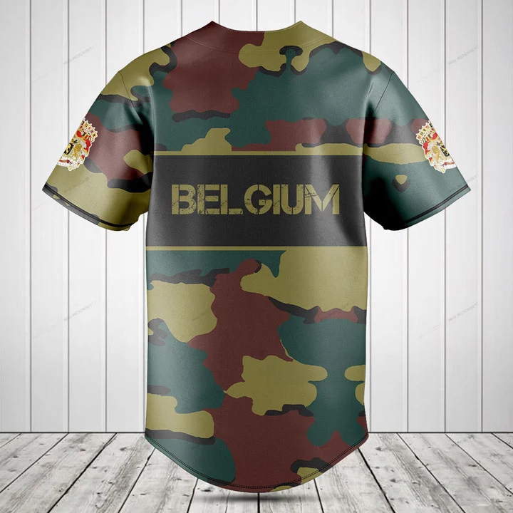 Custom Name Belgium Flag Camou - огляд і ціна Mens Fashion Baseball Jersey