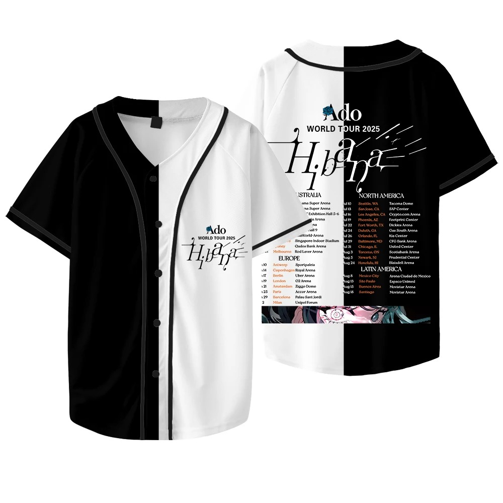 Ado Hibana World Tour  Merch J - огляд і ціна Mens Fashion Baseball Jersey