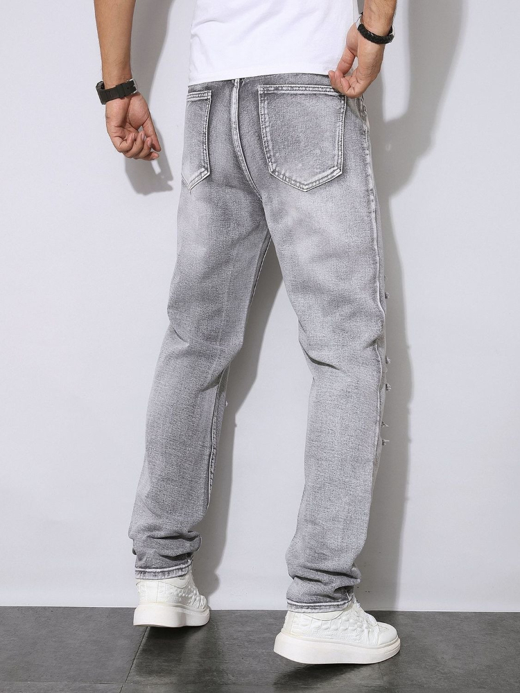 Mens Autumn Winter Distressed  - огляд і ціна Men'S Fashion Grey Jeans