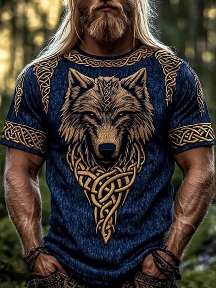 Tribal Style 3D Wolf Print Men - огляд і ціна Queer Men'S Fashion