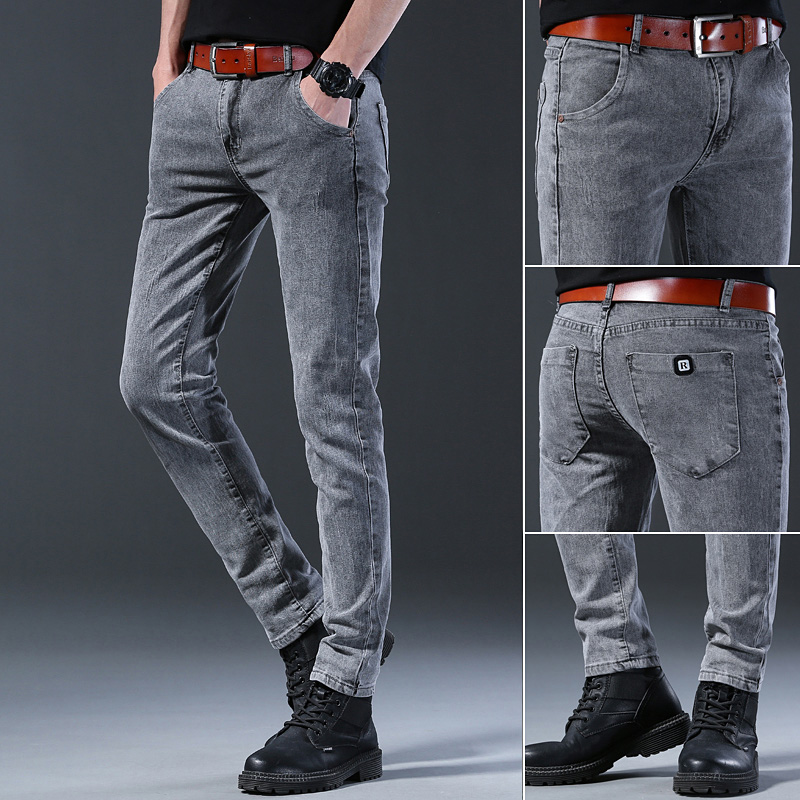 Men's Slim Elastic Grey Jeans  - огляд і ціна Men'S Fashion Grey Jeans