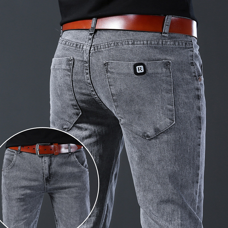Men's Slim Elastic Grey Jeans  - огляд і ціна Men'S Fashion Grey Jeans