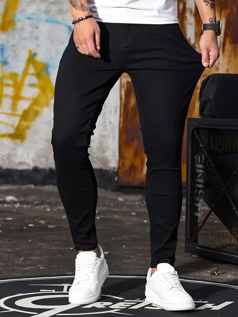Men Jeans Skyblue Black Zipper - огляд і ціна Skinny Jeans Ripped