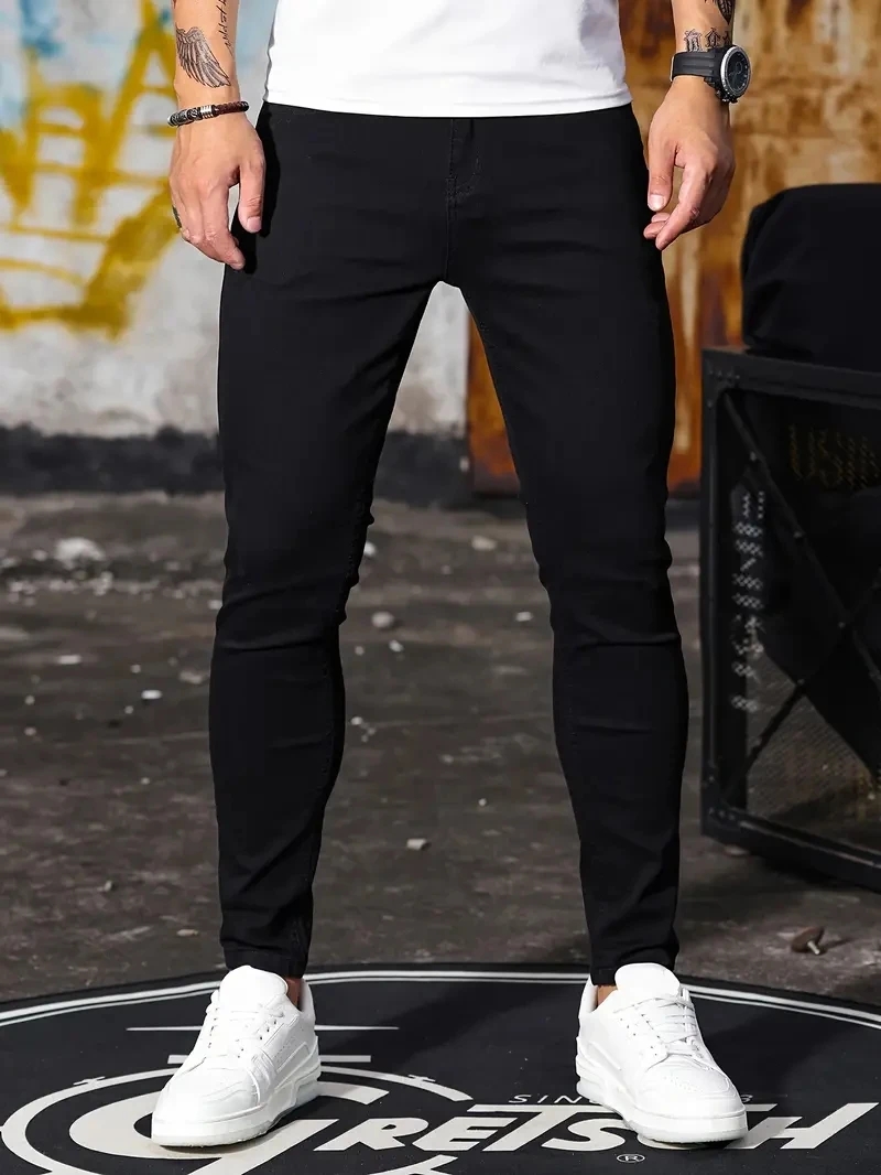 Men Jeans Skyblue Black Zipper - огляд і ціна Skinny Jeans Ripped