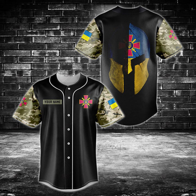 Custom Name Ukraine Shield Gra - огляд і ціна Mens Fashion Baseball Jersey