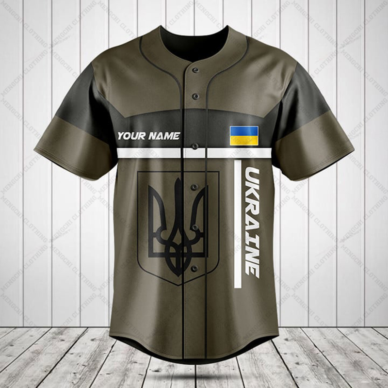Custom Name Ukraine Shield Gra - огляд і ціна Mens Fashion Baseball Jersey