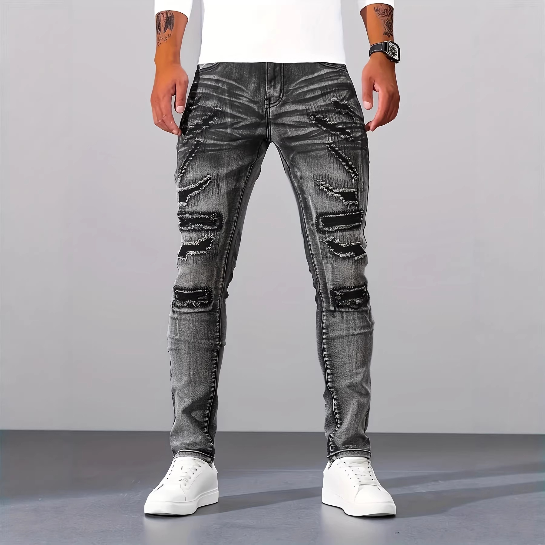 Men Grey Slim Simple Casual Da - огляд і ціна Men'S Fashion Grey Jeans