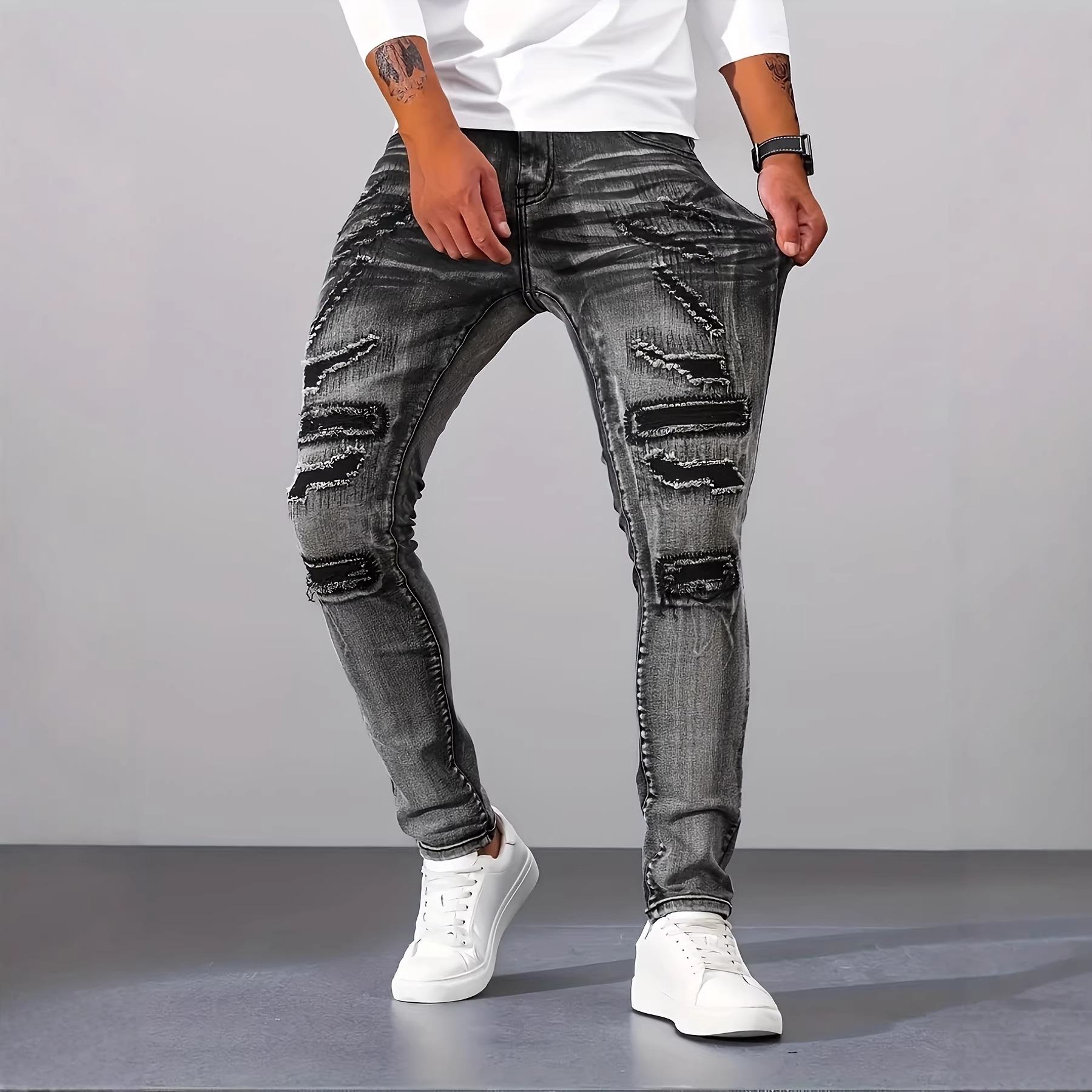 Men Grey Slim Simple Casual Da - огляд і ціна Men'S Fashion Grey Jeans