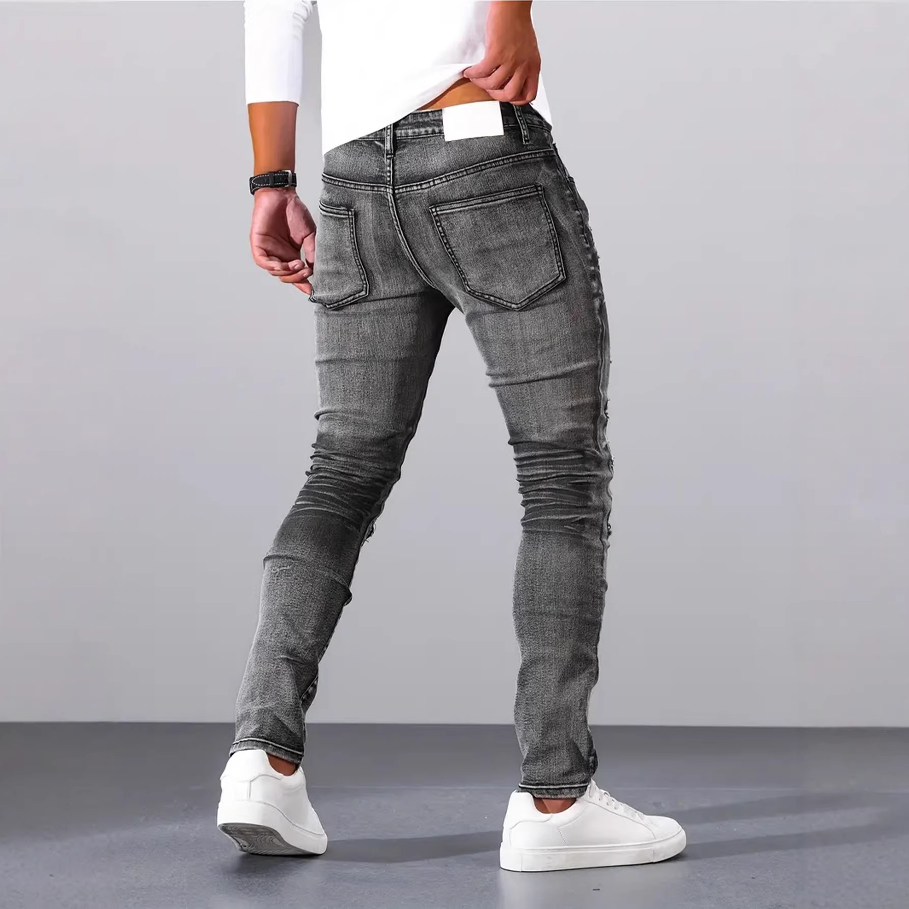 Men Grey Slim Simple Casual Da - огляд і ціна Men'S Fashion Grey Jeans
