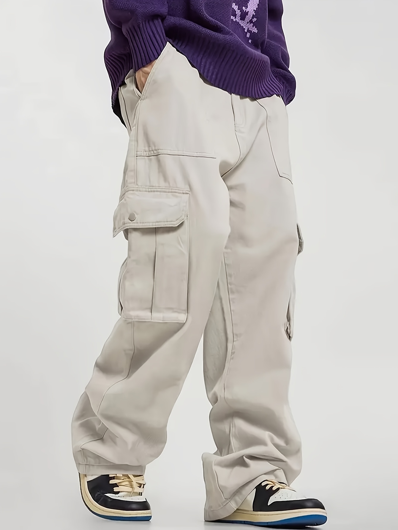 Man Loose Fit Wide Leg Baggy C - огляд і ціна Mens Fashion Cargo Pants