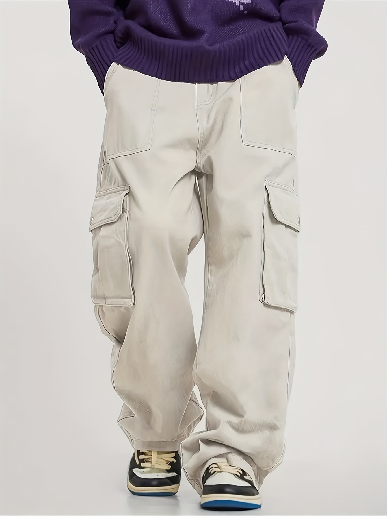 Man Loose Fit Wide Leg Baggy C - огляд і ціна Mens Fashion Cargo Pants