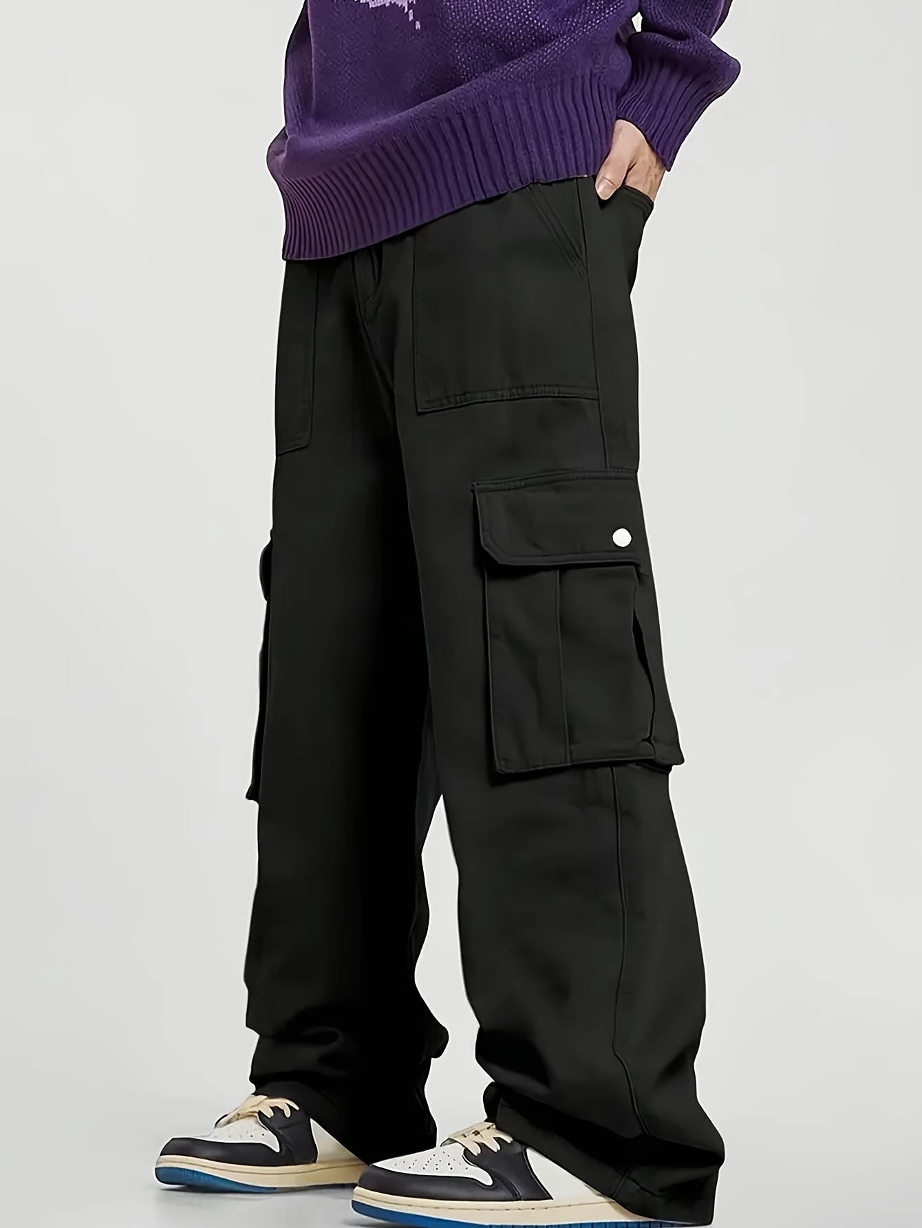 Man Loose Fit Wide Leg Baggy C - огляд і ціна Mens Fashion Cargo Pants