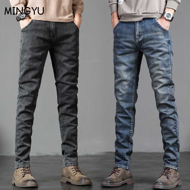 Autumn Winter Cotton Men's Cla - огляд і ціна Men'S Fashion Grey Jeans