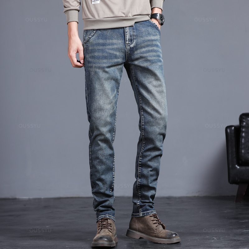 Autumn Winter Cotton Men's Cla - огляд і ціна Men'S Fashion Grey Jeans
