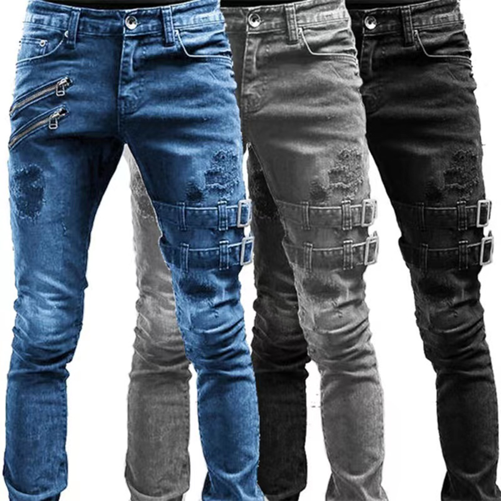 Retro Moto Biker Straight Elas - огляд і ціна Skinny Jeans Ripped