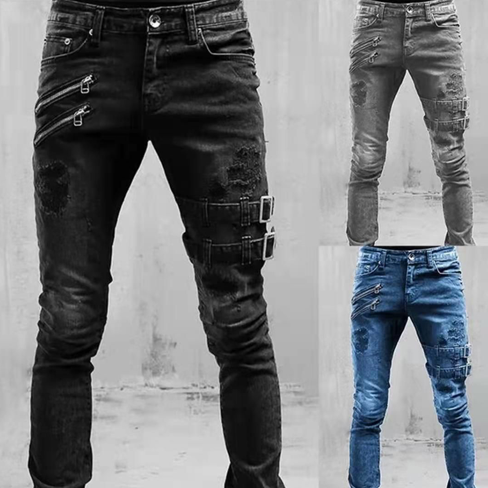 Retro Moto Biker Straight Elas - огляд і ціна Skinny Jeans Ripped