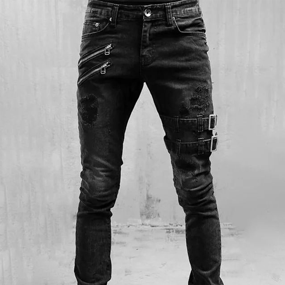 Retro Moto Biker Straight Elas - огляд і ціна Skinny Jeans Ripped