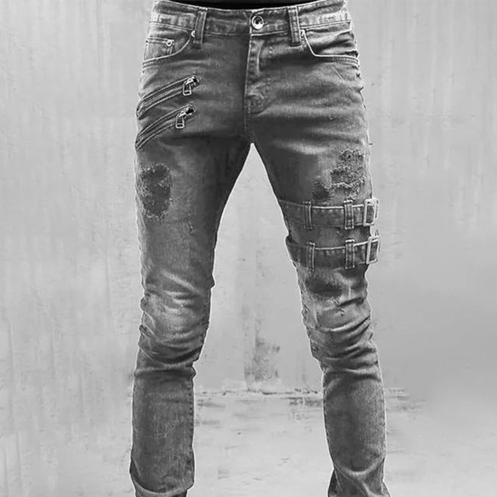 Retro Moto Biker Straight Elas - огляд і ціна Skinny Jeans Ripped