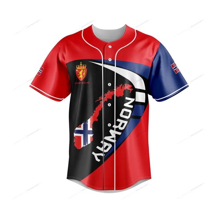 Custom Name Norway Map Graphic - огляд і ціна Mens Fashion Baseball Jersey