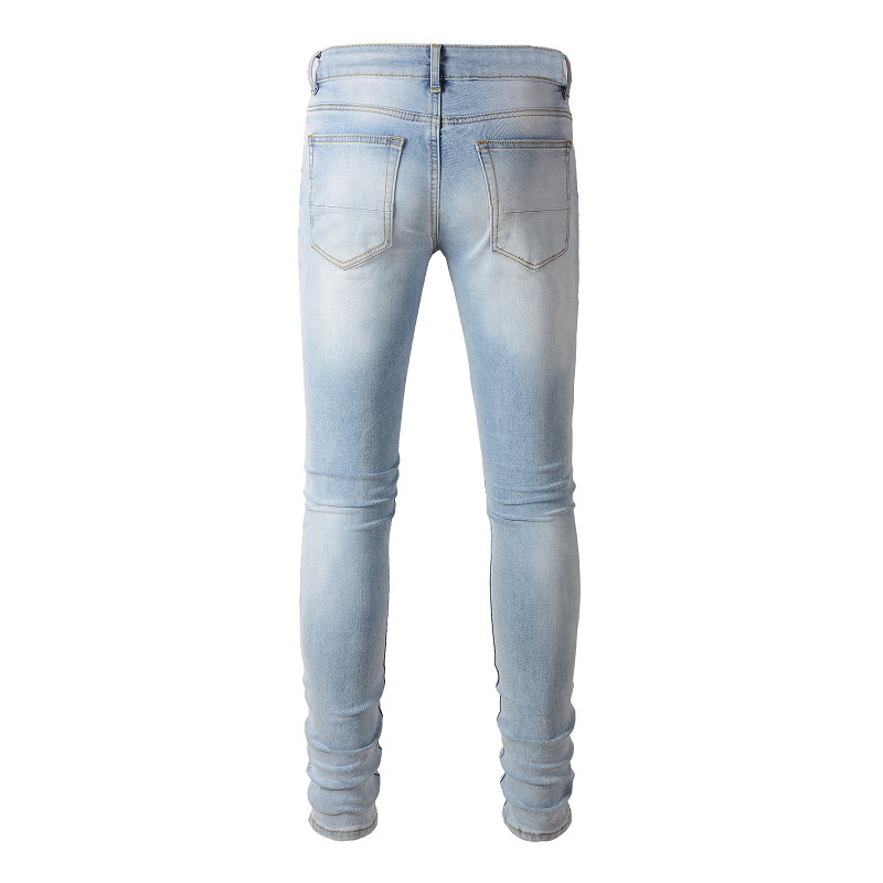 Men Black Pleated Patch Biker  - огляд і ціна Skinny Jeans Ripped