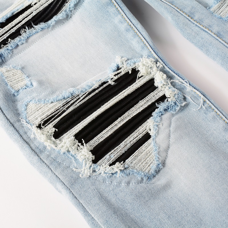 Men Black Pleated Patch Biker  - огляд і ціна Skinny Jeans Ripped