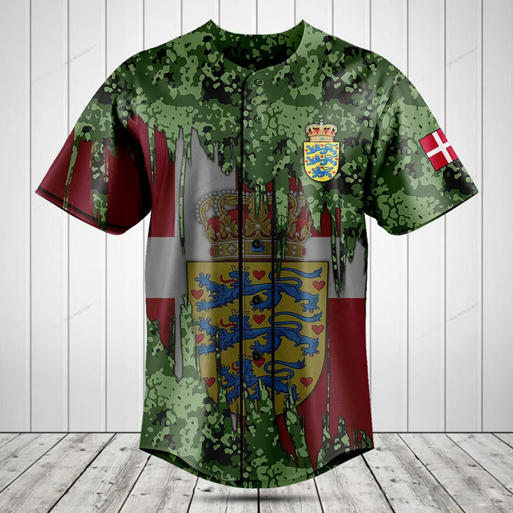 Custom Name Denmark Flag Graph - огляд і ціна Mens Fashion Baseball Jersey